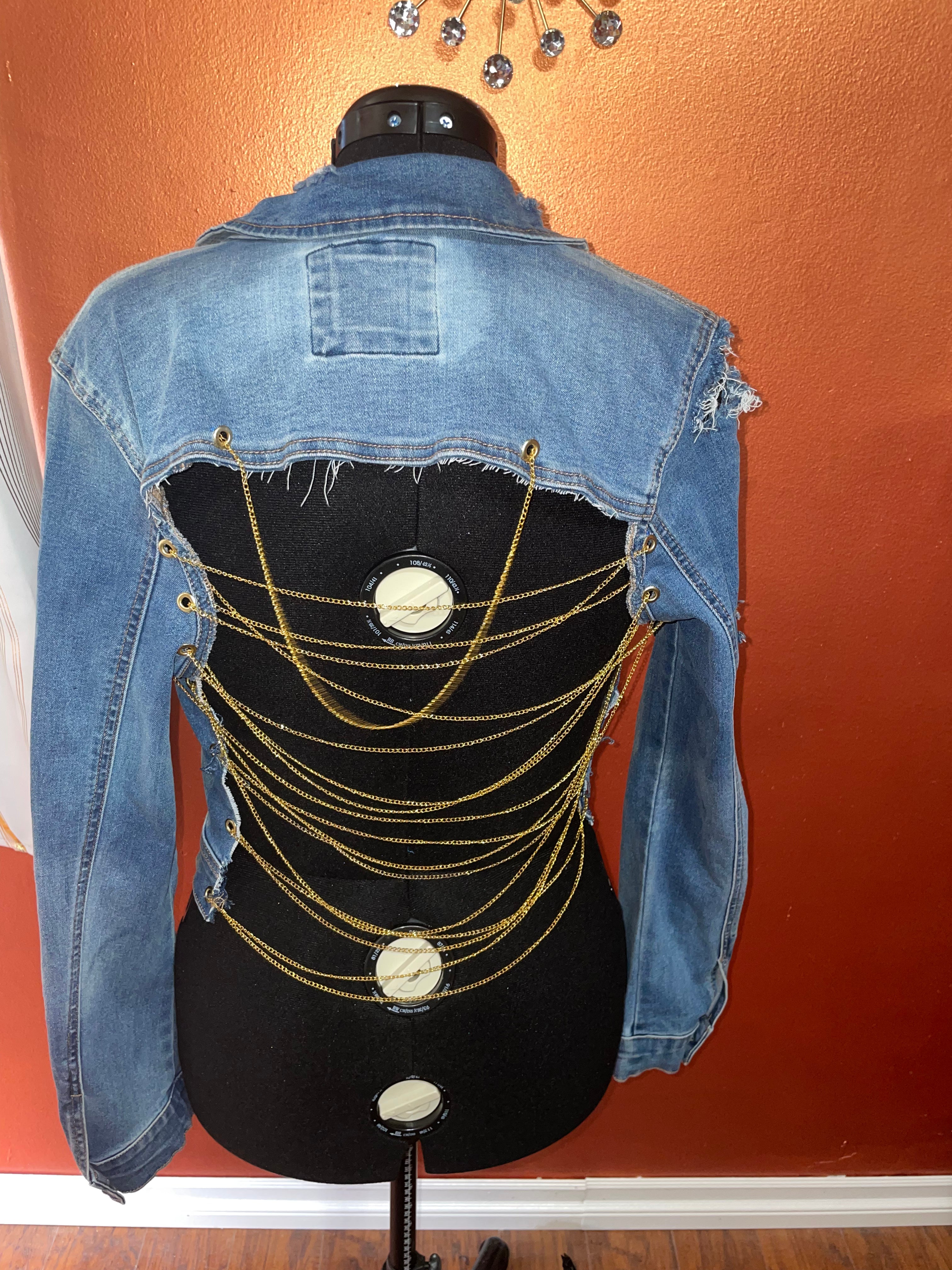 Chain Couture Denim Jacket